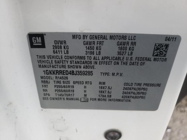 Photo 9 VIN: 1GKKRRED4BJ359285 - GMC ACADIA SLT 