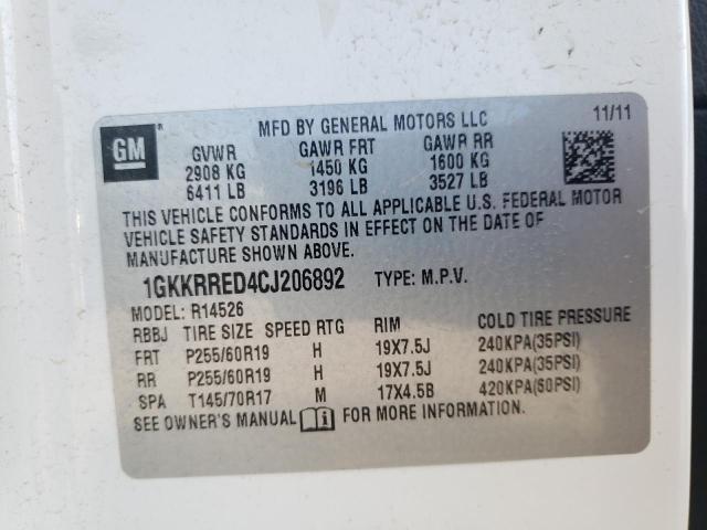 Photo 12 VIN: 1GKKRRED4CJ206892 - GMC ACADIA SLT 