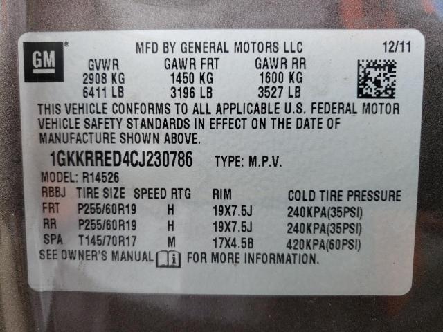 Photo 12 VIN: 1GKKRRED4CJ230786 - GMC ACADIA SLT 