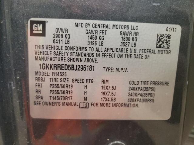 Photo 12 VIN: 1GKKRRED5BJ296181 - GMC ACADIA SLT 