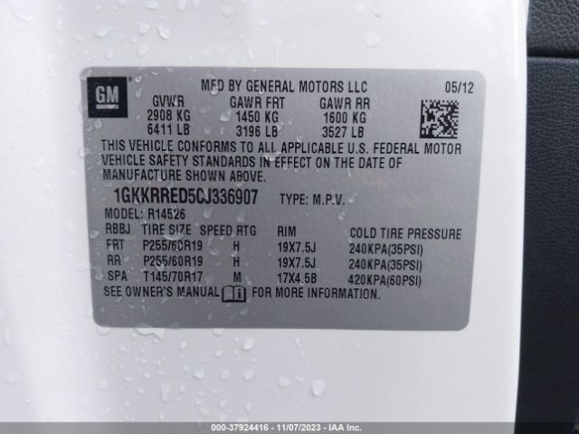 Photo 8 VIN: 1GKKRRED5CJ336907 - GMC ACADIA 