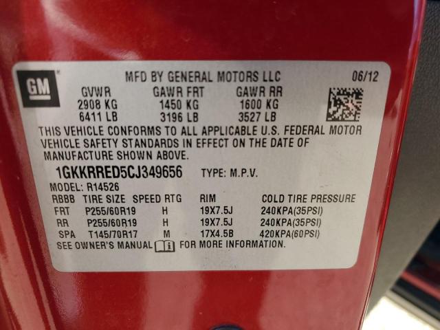 Photo 12 VIN: 1GKKRRED5CJ349656 - GMC ACADIA SLT 