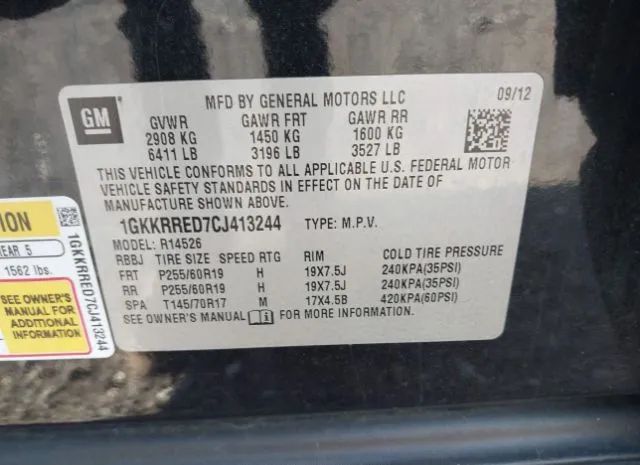 Photo 8 VIN: 1GKKRRED7CJ413244 - GMC ACADIA 