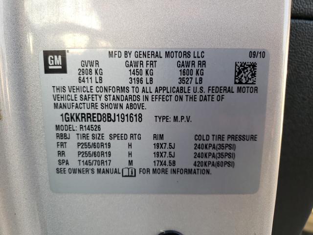 Photo 9 VIN: 1GKKRRED8BJ191618 - GMC ACADIA SLT 