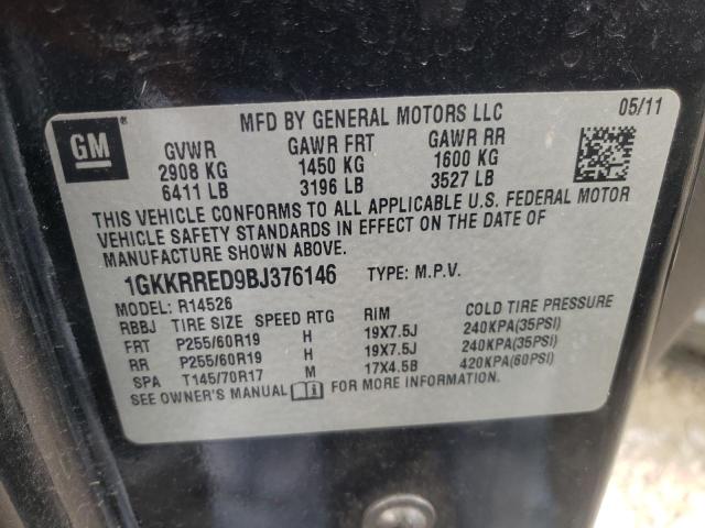 Photo 9 VIN: 1GKKRRED9BJ376146 - GMC ACADIA SLT 