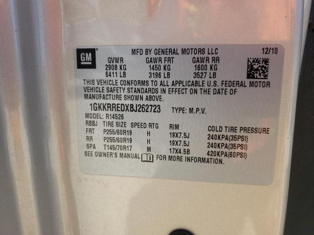 Photo 9 VIN: 1GKKRREDXBJ262723 - GMC ACADIA SLT 