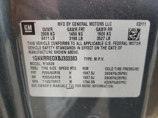 Photo 11 VIN: 1GKKRREDXBJ303383 - GMC ACADIA SLT 