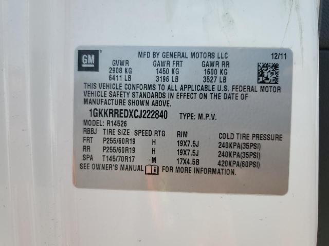 Photo 12 VIN: 1GKKRREDXCJ222840 - GMC ACADIA SLT 