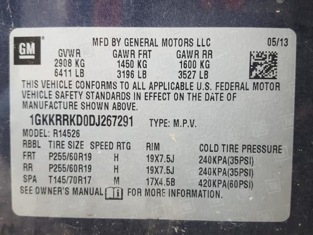 Photo 9 VIN: 1GKKRRKD0DJ267291 - GMC ACADIA SLT 