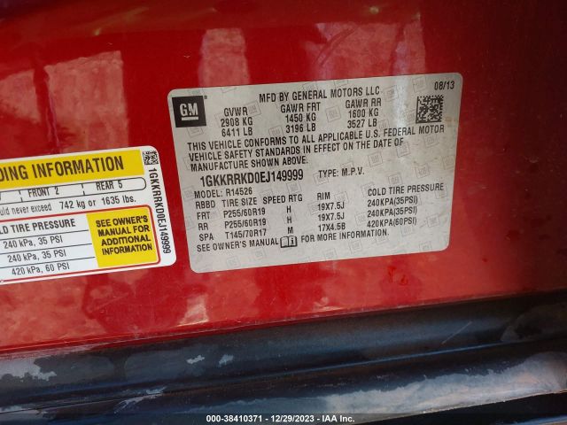 Photo 8 VIN: 1GKKRRKD0EJ149999 - GMC ACADIA 