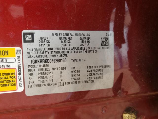 Photo 12 VIN: 1GKKRRKD0FJ268136 - GMC ACADIA SLT 