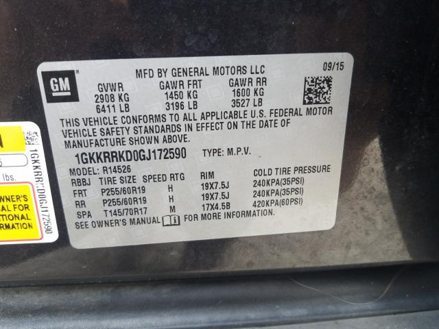 Photo 9 VIN: 1GKKRRKD0GJ172590 - GMC ACADIA SLT 