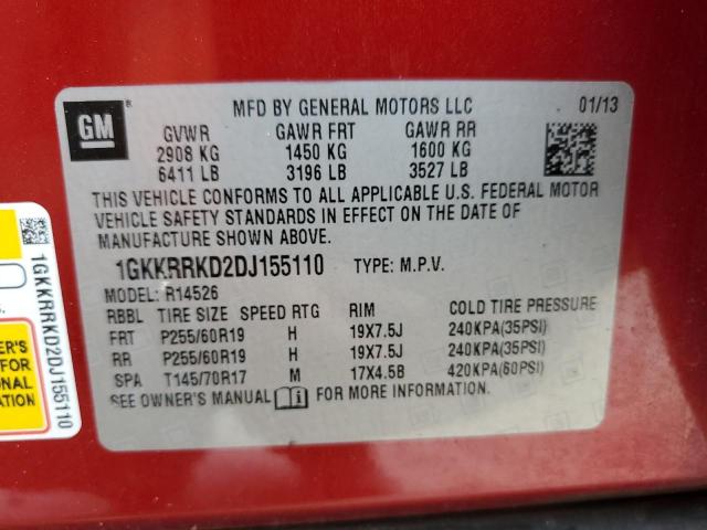 Photo 12 VIN: 1GKKRRKD2DJ155110 - GMC ACADIA SLT 