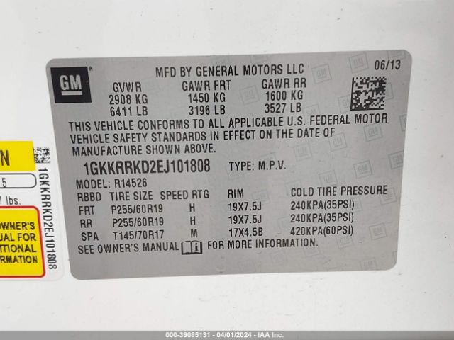 Photo 8 VIN: 1GKKRRKD2EJ101808 - GMC ACADIA 