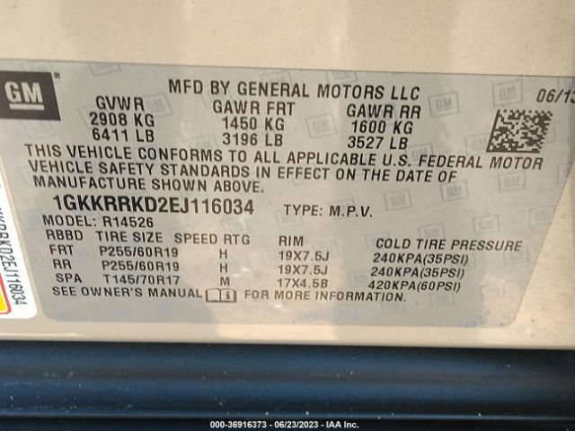 Photo 8 VIN: 1GKKRRKD2EJ116034 - GMC ACADIA 