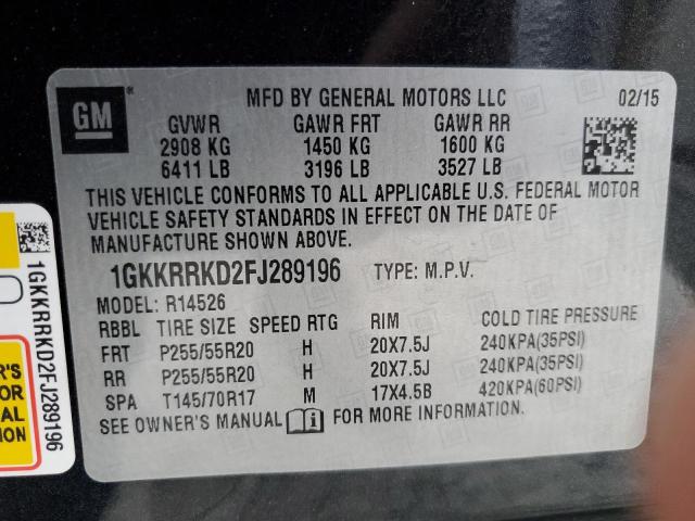 Photo 12 VIN: 1GKKRRKD2FJ289196 - GMC ACADIA 