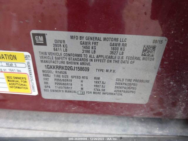 Photo 8 VIN: 1GKKRRKD2GJ158609 - GMC ACADIA 