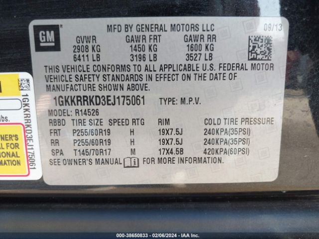 Photo 8 VIN: 1GKKRRKD3EJ175061 - GMC ACADIA 