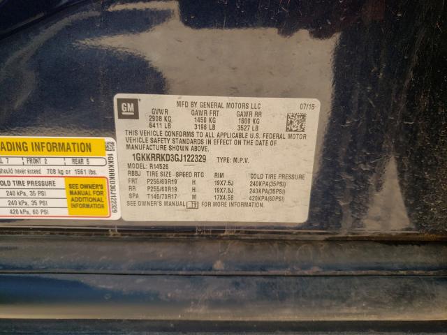 Photo 9 VIN: 1GKKRRKD3GJ122329 - GMC ACADIA SLT 