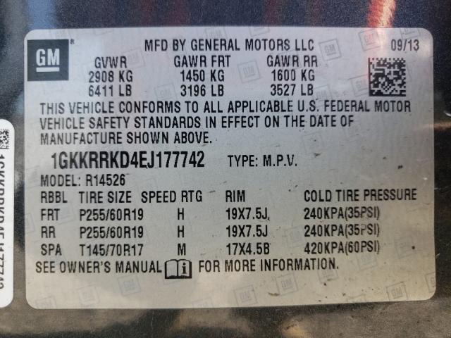 Photo 9 VIN: 1GKKRRKD4EJ177742 - GMC ACADIA 