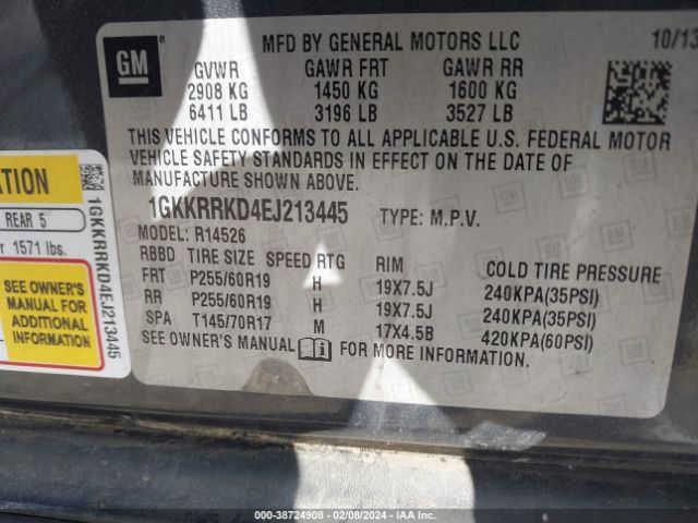 Photo 8 VIN: 1GKKRRKD4EJ213445 - GMC ACADIA 