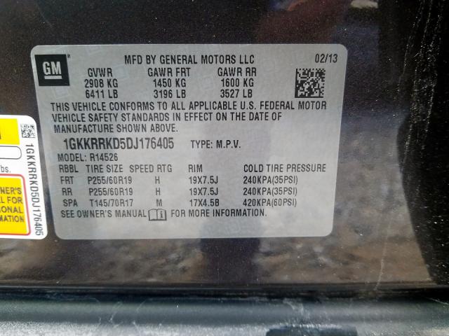 Photo 9 VIN: 1GKKRRKD5DJ176405 - GMC ACADIA SLT 