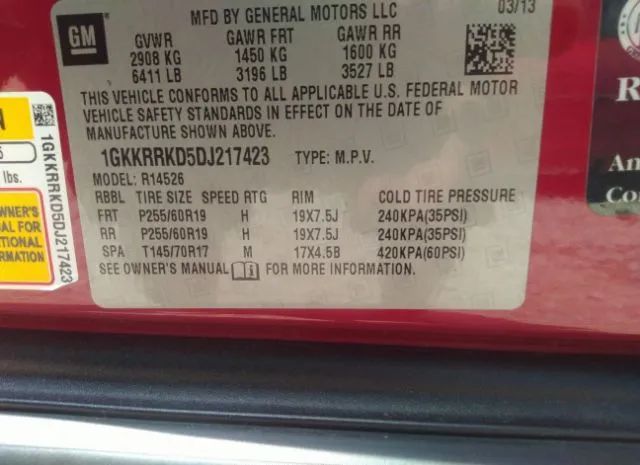 Photo 8 VIN: 1GKKRRKD5DJ217423 - GMC ACADIA 