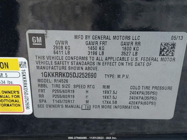 Photo 8 VIN: 1GKKRRKD5DJ252690 - GMC ACADIA 