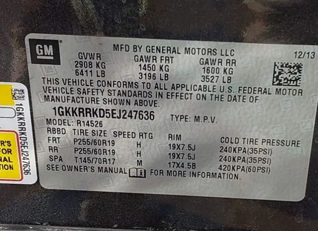 Photo 8 VIN: 1GKKRRKD5EJ247636 - GMC ACADIA 