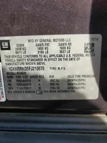 Photo 12 VIN: 1GKKRRKD5FJ210670 - GMC ACADIA SLT 