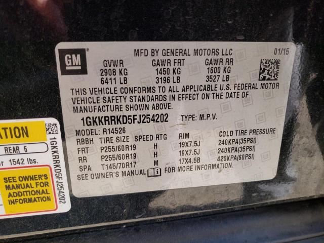 Photo 9 VIN: 1GKKRRKD5FJ254202 - GMC ACADIA SLT 