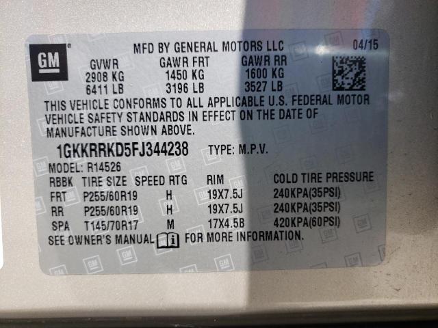 Photo 9 VIN: 1GKKRRKD5FJ344238 - GMC ACADIA SLT 