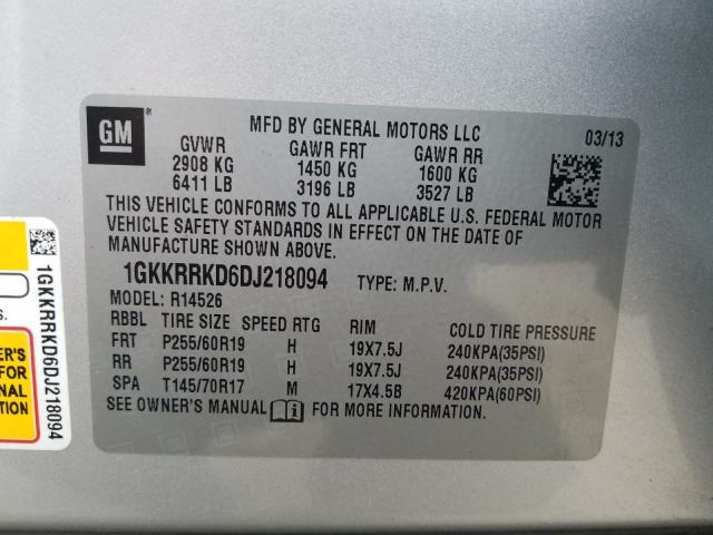 Photo 9 VIN: 1GKKRRKD6DJ218094 - GMC ACADIA SLT 