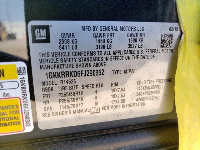 Photo 9 VIN: 1GKKRRKD6FJ290352 - GMC ACADIA SLT 