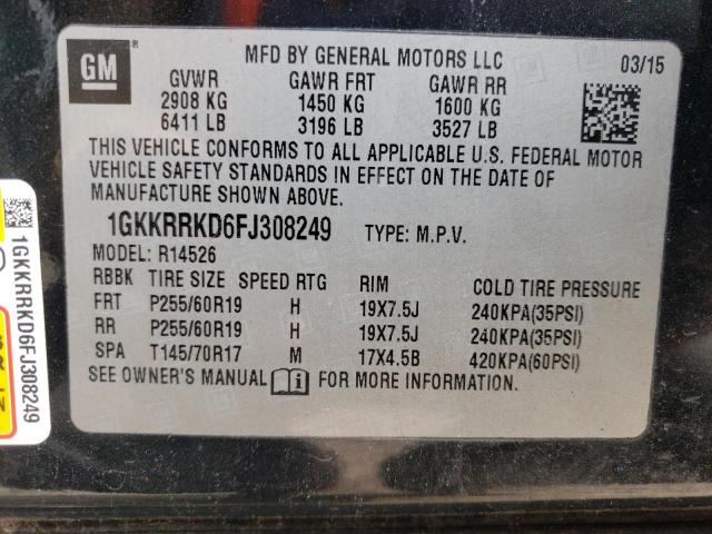 Photo 13 VIN: 1GKKRRKD6FJ308249 - GMC ACADIA 