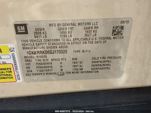 Photo 8 VIN: 1GKKRRKD6GJ179320 - GMC ACADIA 