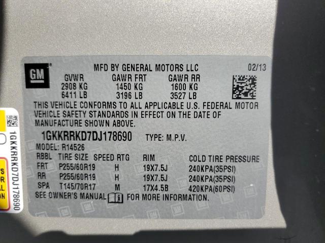 Photo 9 VIN: 1GKKRRKD7DJ178690 - GMC ACADIA SLT 