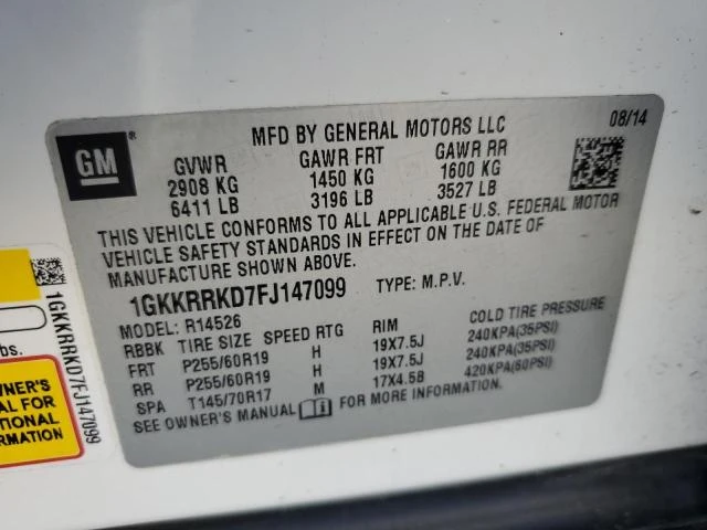 Photo 13 VIN: 1GKKRRKD7FJ147099 - GMC ACADIA SLT 