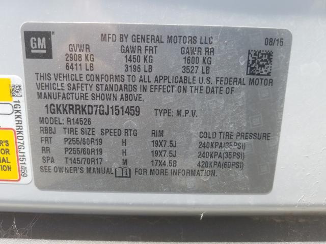 Photo 9 VIN: 1GKKRRKD7GJ151459 - GMC ACADIA SLT 