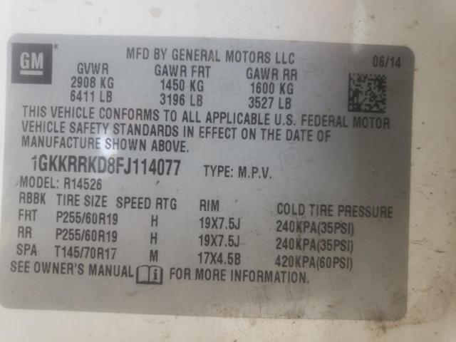 Photo 9 VIN: 1GKKRRKD8FJ114077 - GMC ACADIA SLT 