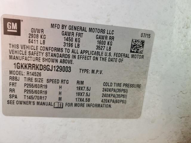 Photo 12 VIN: 1GKKRRKD8GJ129003 - GMC ACADIA SLT 