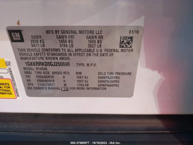 Photo 8 VIN: 1GKKRRKD8GJ266698 - GMC ACADIA 