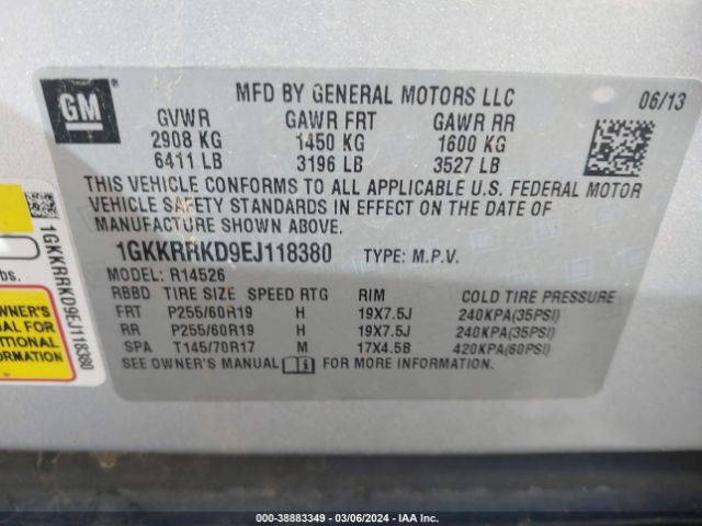 Photo 8 VIN: 1GKKRRKD9EJ118380 - GMC ACADIA 