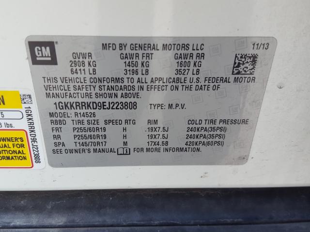 Photo 9 VIN: 1GKKRRKD9EJ223808 - GMC ACADIA SLT 