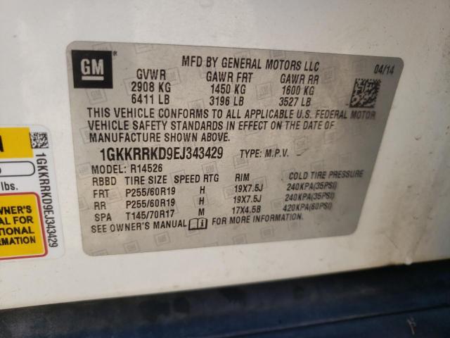 Photo 9 VIN: 1GKKRRKD9EJ343429 - GMC ACADIA SLT 