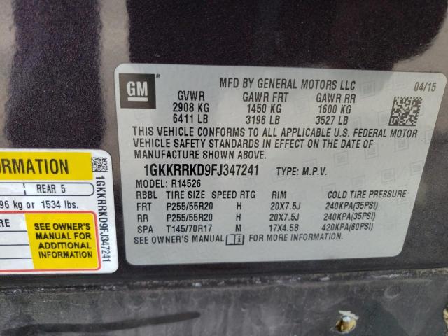 Photo 13 VIN: 1GKKRRKD9FJ347241 - GMC ACADIA SLT 