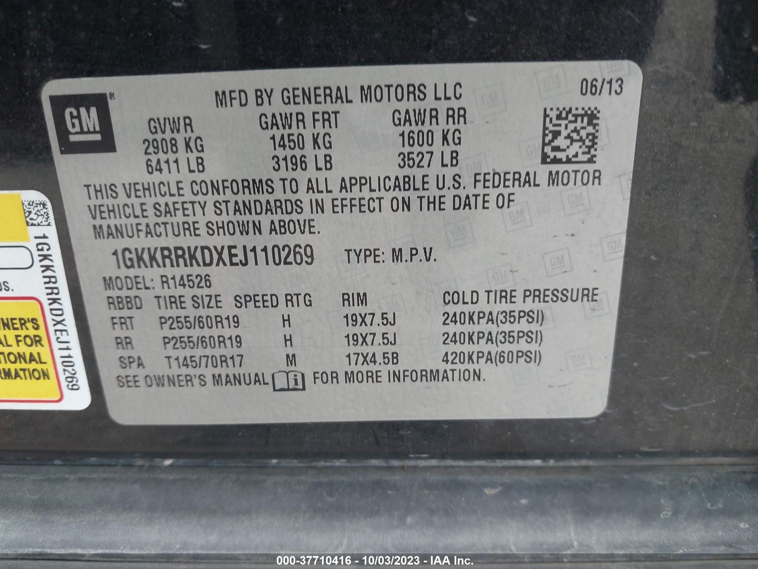 Photo 8 VIN: 1GKKRRKDXEJ110269 - GMC ACADIA 