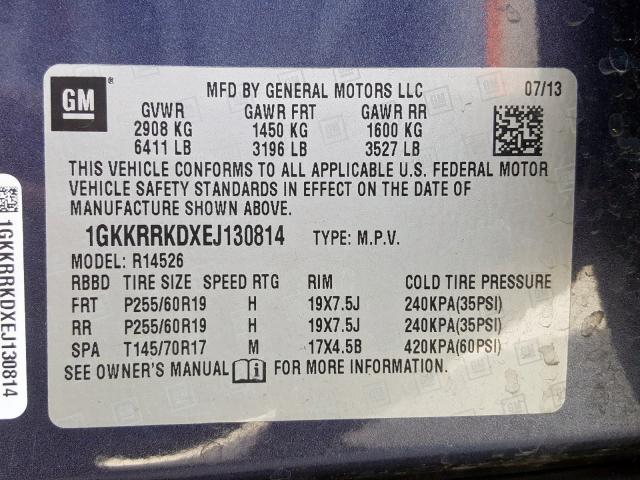 Photo 9 VIN: 1GKKRRKDXEJ130814 - GMC ACADIA 