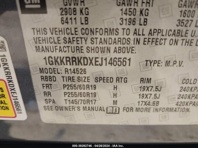 Photo 8 VIN: 1GKKRRKDXEJ146561 - GMC ACADIA 