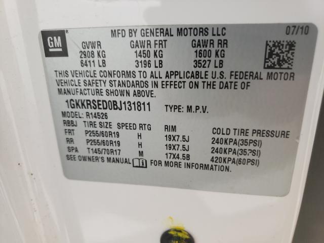 Photo 9 VIN: 1GKKRSED0BJ131811 - GMC ACADIA SLT 